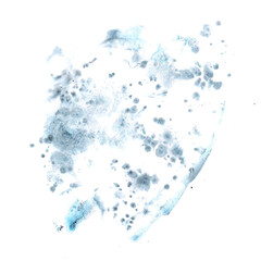 Hand painted watercolor abstract splashes Illustration. Monochrome gradient gray, blue and black spots and splashes, brush strokes.Perfect background design for card print, sticker, logo. Isolated