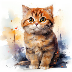 Watercolor scottish fold, clipart Illustration, Generative Ai