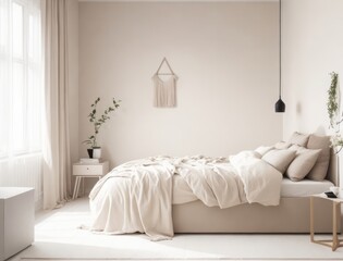 Minimalist Neutral Color Tones Bedroom Interior Design with Serene Ambiance
