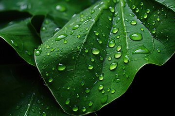 Leaf with water droplets on it
