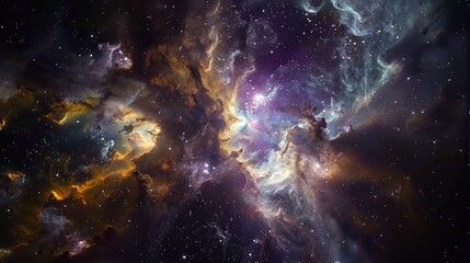"Vibrant cosmic clouds and star clusters in a nebula. Vivid space visualization. Cosmic wonder concept for design and print"