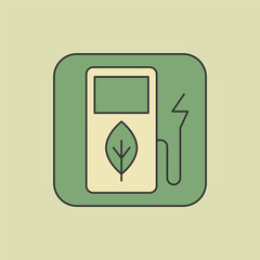 Green car gas station linear icon, charging an electric car editable stroke symbol, environment vector outline sign.