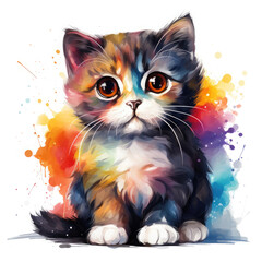 Watercolor scottish fold, clipart Illustration, Generative Ai