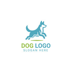 Stylized dog running silhouette logo