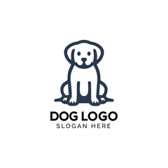 Simple Line Art Dog Logo with Space for Slogan
