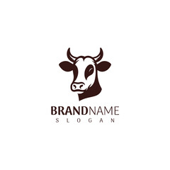 Stylized cow head logo design concept