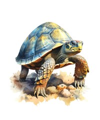 Obraz premium Watercolor illustration of a turtle isolated on white background.