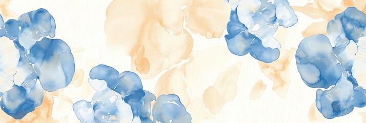 Tranquil watercolor strokes in sky blue and pale yellow   abstract spring background