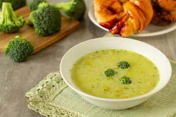 Healthy homemade broccoli soup made with fresh ingredients