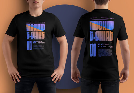 Mockup of Men's T-shirt Front and Back