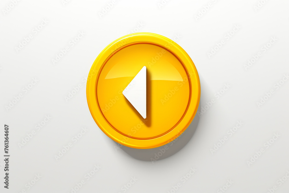 Poster yellow button with white arrow pointing to left