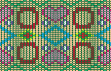 Aztec ethnic background design vector with a seamless pattern. Traditional motifs are illustrated. Element of a seamless pattern template