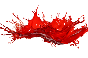 Pour dark red or splash watercolor isolated on cut out PNG or transparent background. Spread throughout area. It is kind of art. Background Abstract Texture.