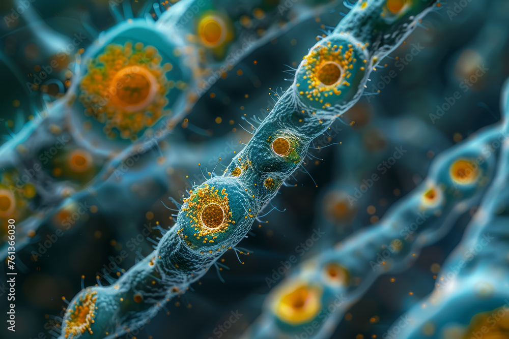 Poster an electron microscope capturing the intricate details of a microorganism, revealing the hidden worl