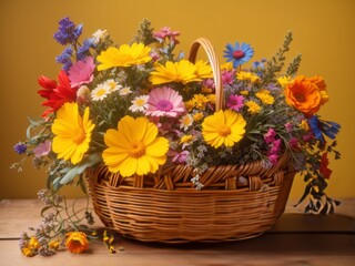 Basket of Colorful Daisies