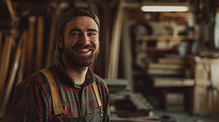 Fototapeta premium Smiling Craftsman in Workshop