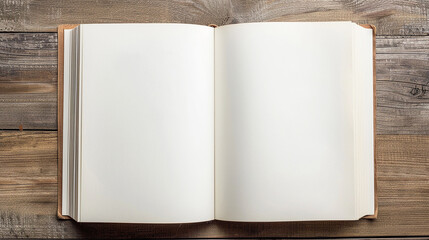 opened blank old book, top view. Generative Ai.