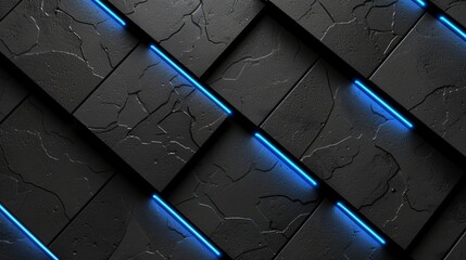 Vibrant 3d abstract background in bright black and blue colors for design projects