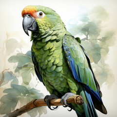 Watercolor Parrot, clipart Illustration, Generative Ai