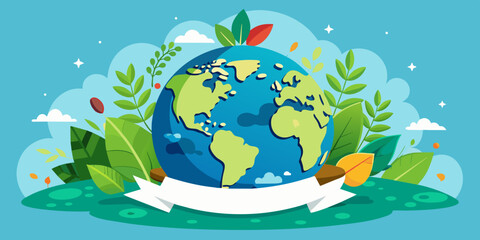 Naklejka premium world globe planet earth background banner sustainable environment ecology nature regeneration eco friendly green energy care for nature esg concept 