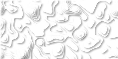 3D Papercut Stylized White topographic contour scheme and terrain. Topography grid map. Contour map background. Geographic line mountain relief. Abstract lines or wavy backdrop background.