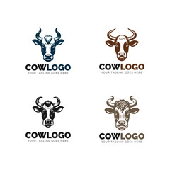 Set of Brown and Black Cow Logos