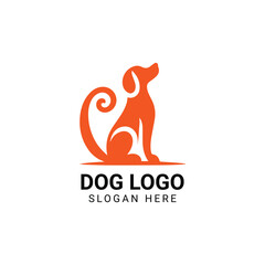 Bold orange silhouette of a dog for logo