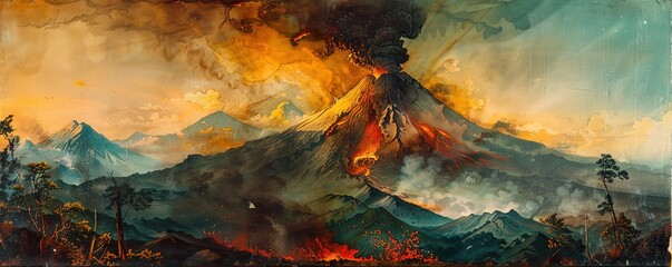 Fuego volcano - obrazy, fototapety, plakaty