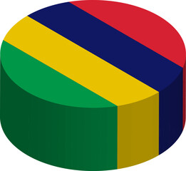 Mauritius flag - 3D isometric circle isolated on white background. Vector object.