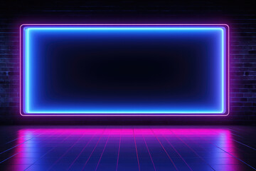 Neon sign with blue background