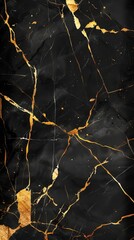 illustration of black marble texture background with cracked gold details