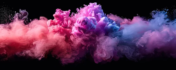 Foto op Canvas magenta and pink fluffy pastel ink smoke cloud against black background © Павел Озарчук