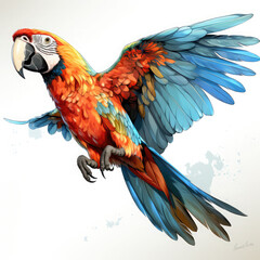 Fototapeta premium Watercolor Parrot, clipart Illustration, Generative Ai