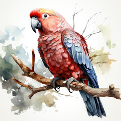 Obraz premium Watercolor Parrot, clipart Illustration, Generative Ai
