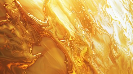 "Glistening liquid gold flow on a shiny surface. Abstract background for luxury design and print material"
