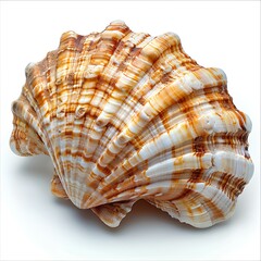 Fototapeta premium Seashell isolated on white background with shadow. Sea shell isolated. Salt water shell on white background