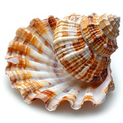 Obraz premium Seashell isolated on white background with shadow. Sea shell isolated. Salt water shell on white background