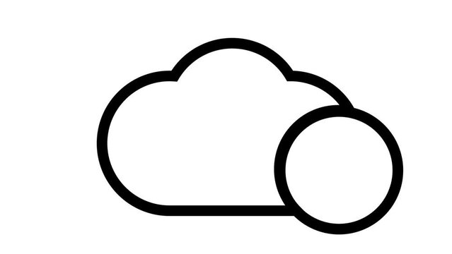 black cloud download line stroke icon symbol animation on white background with alpha channel