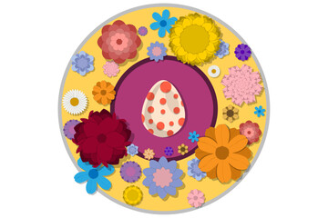 Illustration on theme celebration holiday Easter with hunt colorful bright eggs