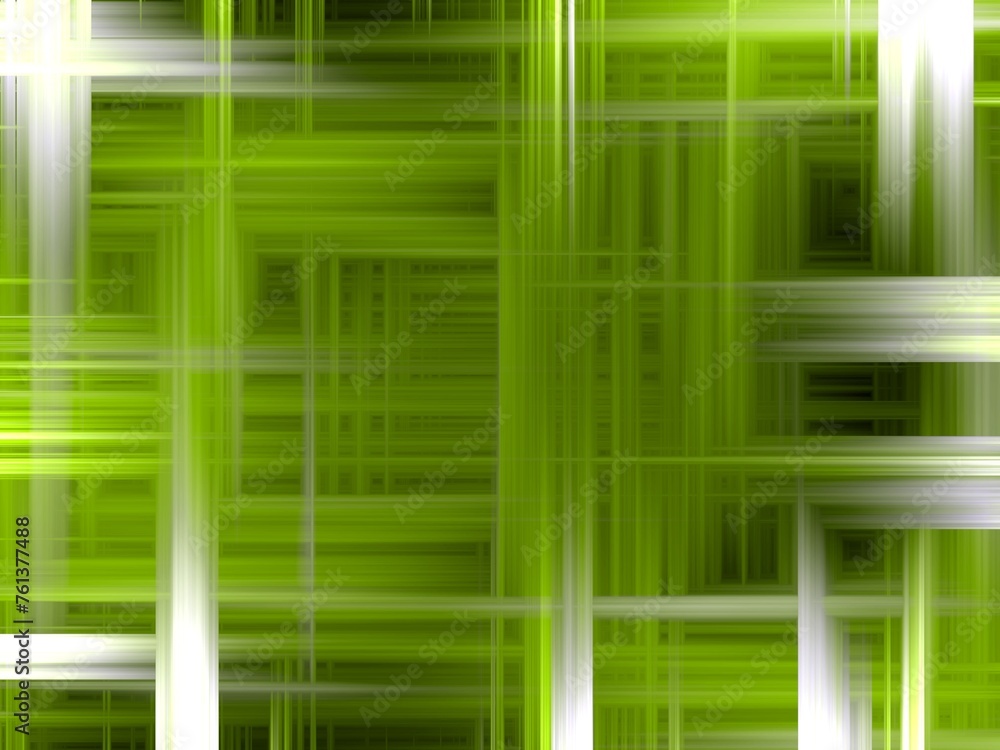 Poster green and white background with effect of rays, straight lines, lights and depth - abstract graphic.