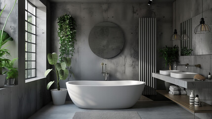 : Industrial Style Bathroom with Natural Accents