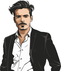 Mindful Zen Meditation Yoga Serenity Peaceful Balance Tranquility Harmony Man Vector Drawing