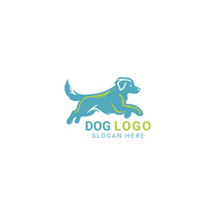 Dynamic running dog logo with green accent