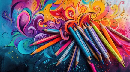 Obraz premium Vibrant Colors of Artists Paintbrush Set