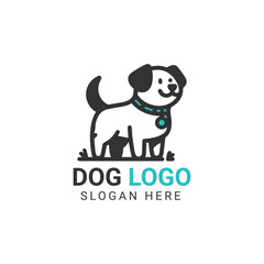 Happy Dog Logo with Collar and Tag Design
