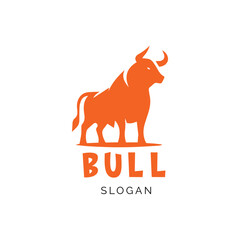 Majestic Bull Silhouette in Orange Logo