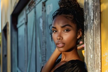 art fashion portrait black young woman posing