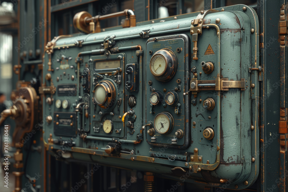 Poster a telegraph machine transmitting messages through wires, representing early electrical communication