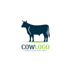 Bold cow silhouette on a green background