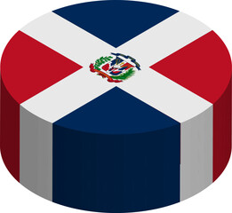Dominican Republic flag - 3D isometric circle isolated on white background. Vector object.
